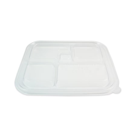 World Centric Fiber Bento Box Container Lids, Five Comp, 12.1x9.8x0.8, Clear, PK300 TRLCSBB